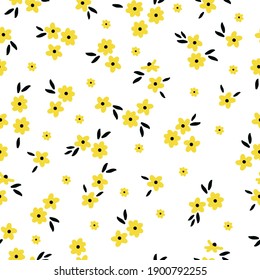 simple vintage pattern. white background. the yellow flowers. Vector texture. print for fashionable textiles and wallpaper.