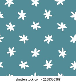 Simple vintage pattern. white flowers. blue background. fashionable print for textiles, wallpaper and packaging.