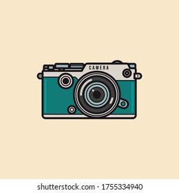 simple vintage photograph camera line art vector