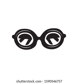 Simple vintage pilot glasses flat style icon and logo design template