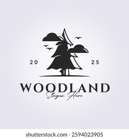 simple vintage pine tree woodland logo