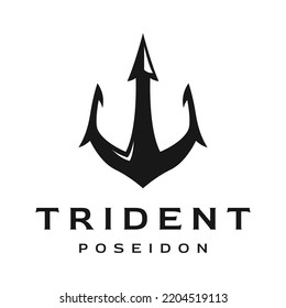 Simple Vintage Poseion Trident Spear Logo Design.