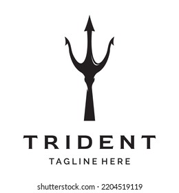 Simple Vintage Poseion Trident Spear Logo Design.