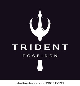 Simple Vintage Poseion Trident Spear Logo Design.