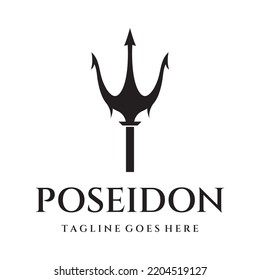 Simple Vintage Poseion Trident Spear Logo Design.