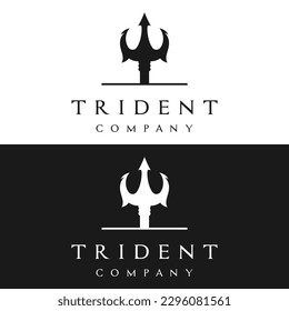 Simple vintage poseion trident spear Logo design.