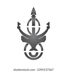 Simple vintage poseion trident spear Logo design.