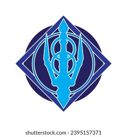 Simple vintage poseion trident spear Logo design.