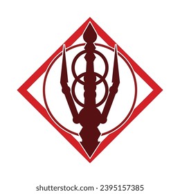 Simple vintage poseion trident spear Logo design.