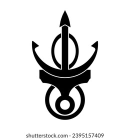 Simple vintage poseion trident spear Logo design.