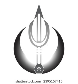 Simple vintage poseion trident spear Logo design.