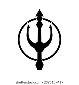 Simple vintage poseion trident spear Logo design.