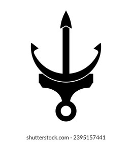 Simple vintage poseion trident spear Logo design.