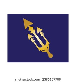 Simple vintage poseion trident spear Logo design.