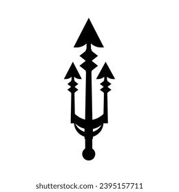 Simple vintage poseion trident spear Logo design.