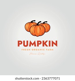 ilustración de diseño vectorial del logotipo de calabaza vintage simple