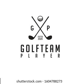 Simple vintage retro crossed stick golf logo design