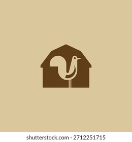 logotipo simples e vintage galo celeiro