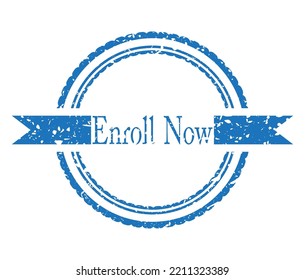 Simple vintage rubber stamp with Enroll Now text.