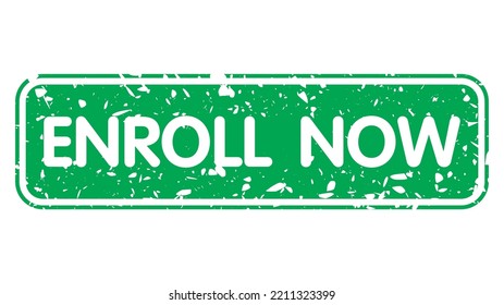 Simple vintage rubber stamp with Enroll Now text.