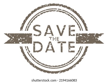 Simple vintage rubber stamp with Save The Date text.