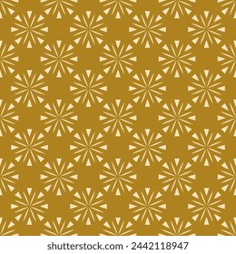 Einfaches Vintage nahtloses Muster mit abstrakten Blumen-Silhouetten. Moderne minimale geometrische florale Ornamentextur. Vektor-Zierhintergrund in gelber Senffarbe. Wiederholter Retrostil
