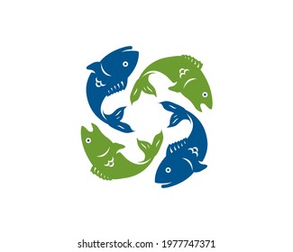 simple vintage style fish vector in rotation position