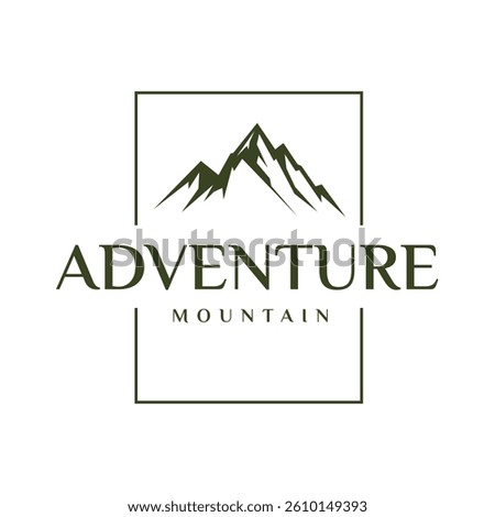 Simple Vintage Style Logo Design with Mountain Peak View Silhouette, perfect as an emblem for Outdoor Adventure Activities