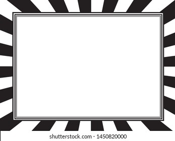 simple vintage style rectangular frame with multiple layer of borders surrounded by thick black and white line radiation 