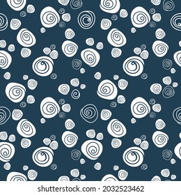 Simple vintage style rose pattern on navy blue background. White hand drawn doodle flower are modest, elegant and feminine. Great for valentines, Easter and wedding and for babies apparel.