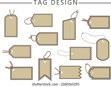 Simple vintage tag design perforated string vector material