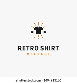 Simple vintage t-shirt logo design with line and ribbon around it