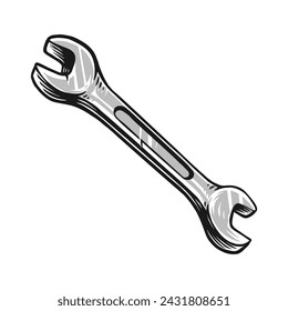 Simple vintage wrench in black and white