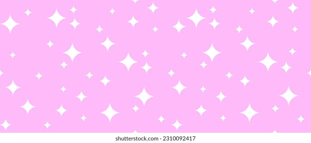 Simple Vintage Y2K Style Starry Seamless Vector Pattern. Trendy Geometric Print with White Stars Isolated on a Bright Pink Background. Creative Minimalist Endless Design ideal for Fabric. RGB Color.
