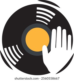 Simple Vinyl Disk Jockey Logo Icon Illustration