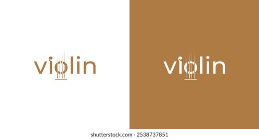 Simples violino Wordmark Logo. Logotipo Musical De Luxo, Ícone, Símbolo, Vetor, Inspiração De Design.