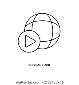 Icono simple del recorrido virtual para las redes sociales, el App y el Diseño web. Ilustración vectorial, Eps 10.