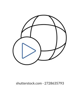 Icono simple del recorrido virtual para las redes sociales, el App y el Diseño web. Ilustración vectorial, Eps 10.
