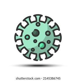 Simple virus filled line icon,virus and sick small shadow monotone color on the white background