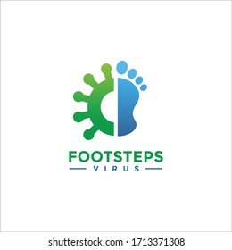 logotipo de virus simple y pasos