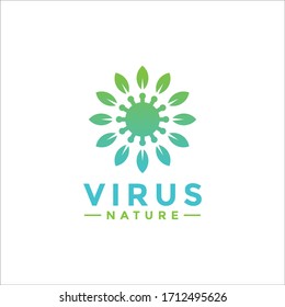 simple virus logo and some natural leaves