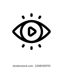 Simple Vision icon combined with play button icon. The icon can be used for websites, print templates, presentation templates, illustrations, etc