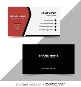 Simple visiting card design. Red and black visiting card design template. Professional and clean visiting card design layout. Vector illustration, personal use, company use, name card