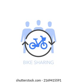 Simple visualised bike sharing symbol with a group of people and a bike. Easy to use for your website or presentation.