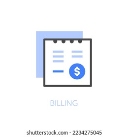 Simple visualised billing icon symbol with a invoice document.