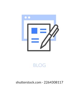 Einfache visualisierte Blog-Symbol mit einem Web-Browser-Fenster und einem neuen Beitrag.