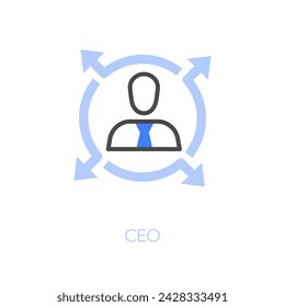 Simple visualised CEO icon symbol with a leader, who makes decisions and puts them into action.	