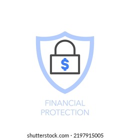 Simple Visualised Financial Protection Icon Symbol With A Shield And A Padlock.