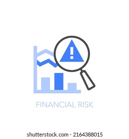 Simple visualised financial risk symbol with a market graph and a magnifier. Easy to use for your website or presentation.