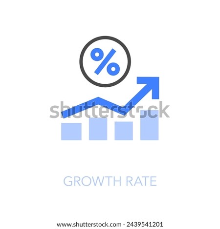 Simple visualised growth rate icon symbol with a growing curve and a percentage symbol.